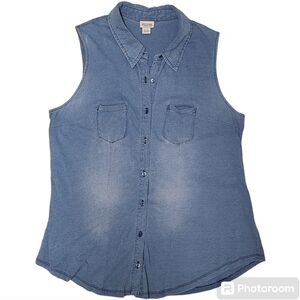Mossimo chambray top xl blue sleeveless top xl tank top xl blue tank top xl